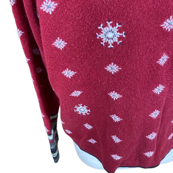 Vintage Woolrich Snowflake Knit Detail Contrast Cuff Ugly Christmas Sweater-M - Picture 11 of 14